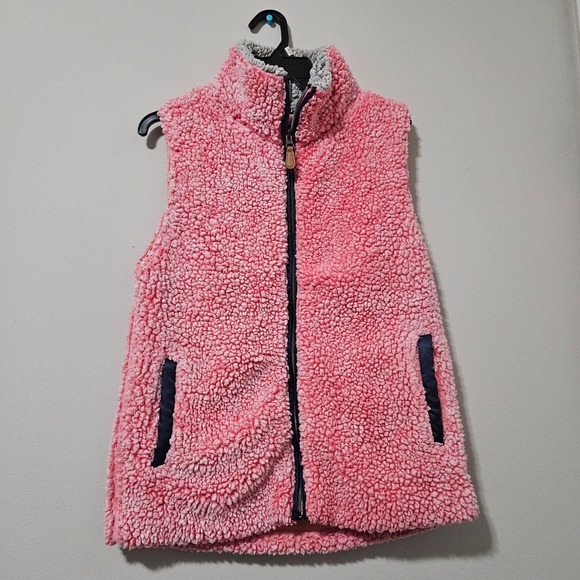 Simply Southern Jackets & Blazers - Simply Southern Womens Pink Sherpa Fleece Full Zip Vest Small Pockets Cozy Layer